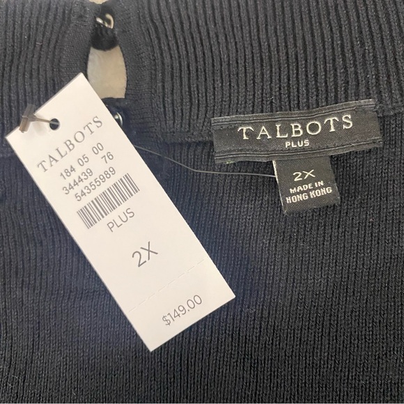 Talbots Sweater Womens Plus 2X Black Pullover Top Knit Short Sleeve Beaded Neck - Picture 4 of 11